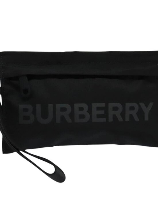 Burberry Handbags - BURBERRY Pouch Nylon Black Silver